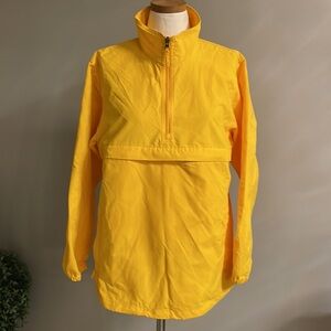 Lands’ End women’s lightweight weatherproof pull over jacket bright yellow M
